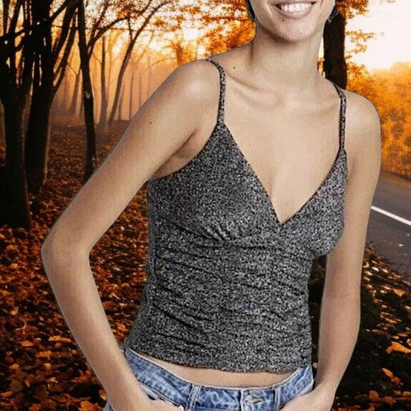 Y2K Coquette Ruched Tank Top XS Crop Corset Cami Goth Glittery Fairy Whimsigoth - Picture 10 of 16